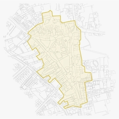 Heritage Action Zone in Swaffham showing area outlined in orange