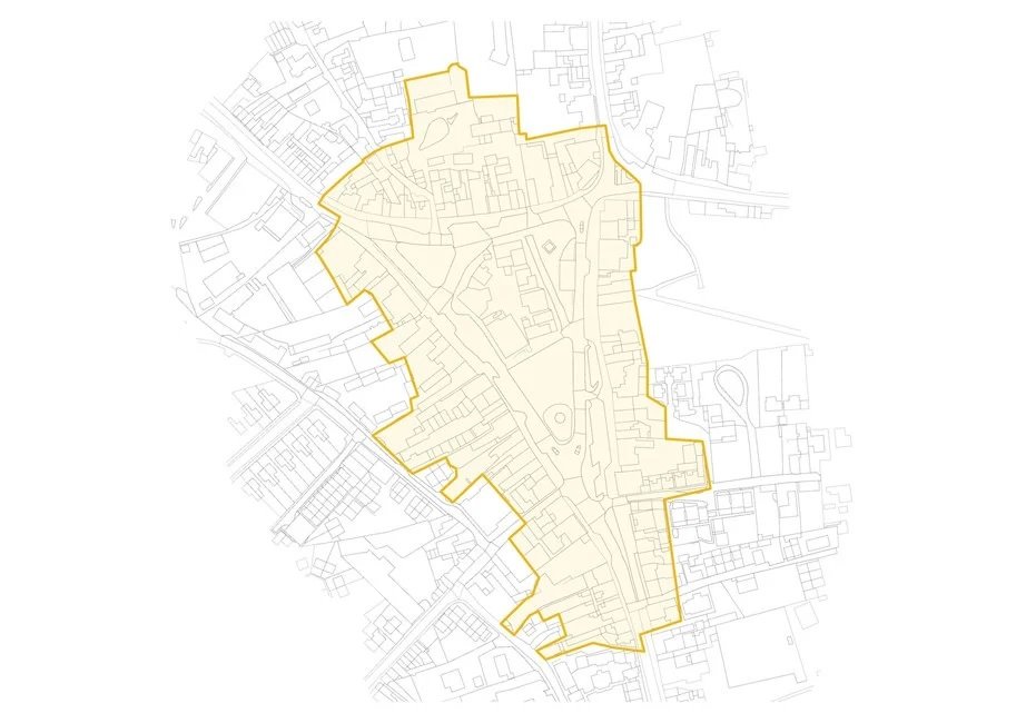 Heritage Action Zone in Swaffham showing area outlined in orange