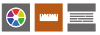 3 boxes side by side, box on left is gray with coloured circle with sections in it, middle box is orange with white ruler in it, right box is gray with white text box with gray writing