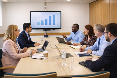 People sitting round a boardroom table